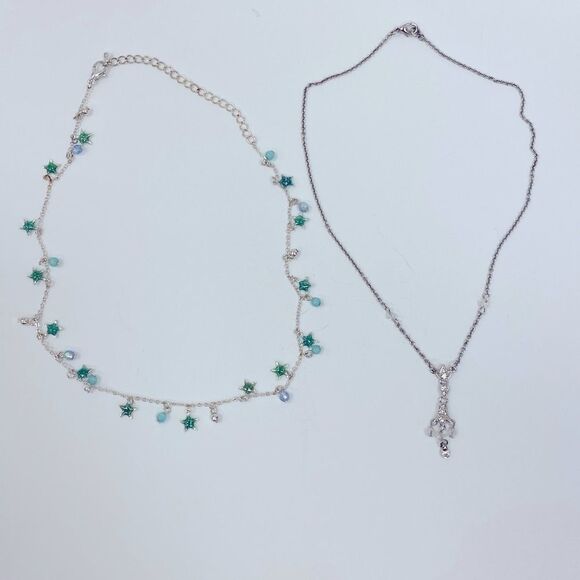 SILVER, Stars and‎ Sparkle petite necklace two pack - Picture 1 of 5